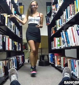 Smart chicks suck penis in the Library!